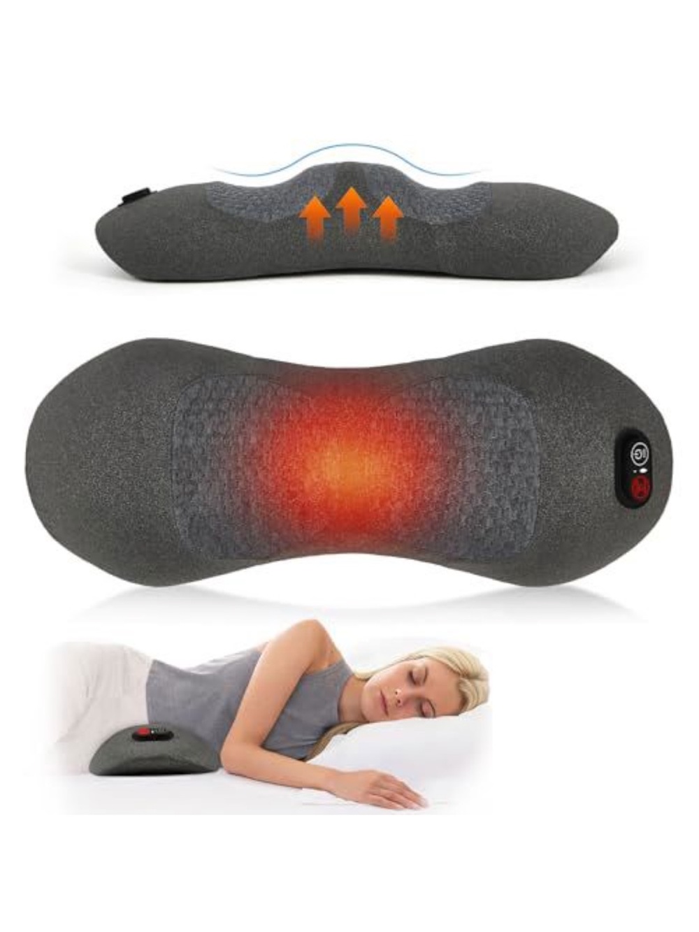 Heated Shiatsu Back and Neck Massage Pillow - Dark Gray